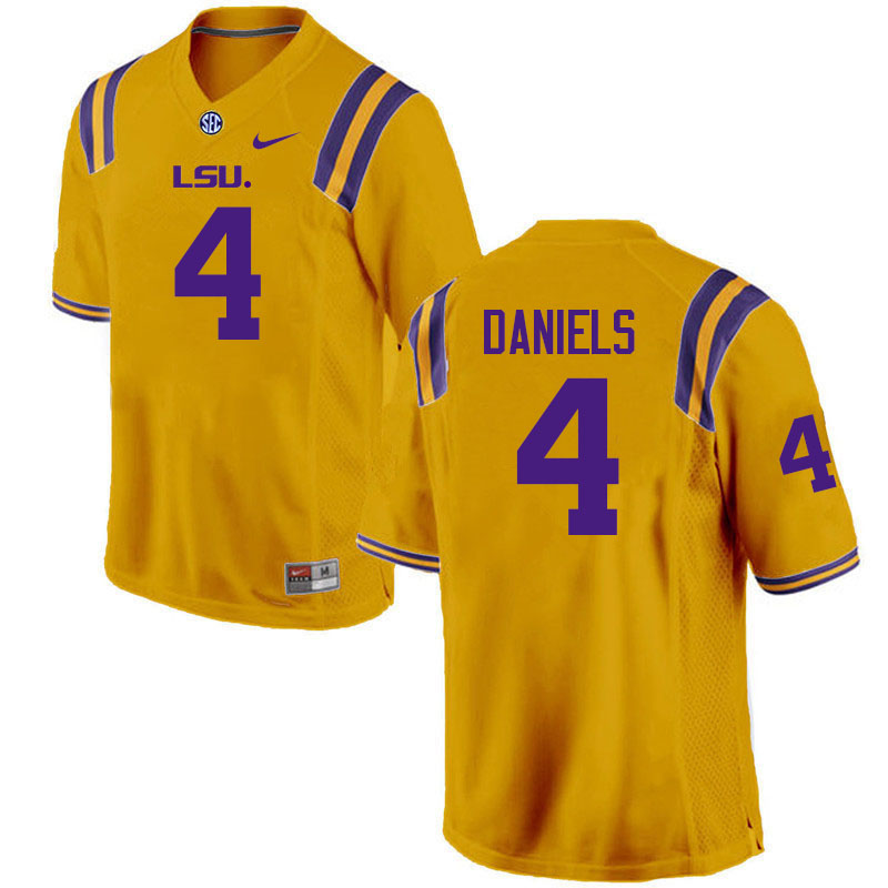 Men #4 CJ Daniels LSU Tigers College Football Jerseys Stitched-Gold